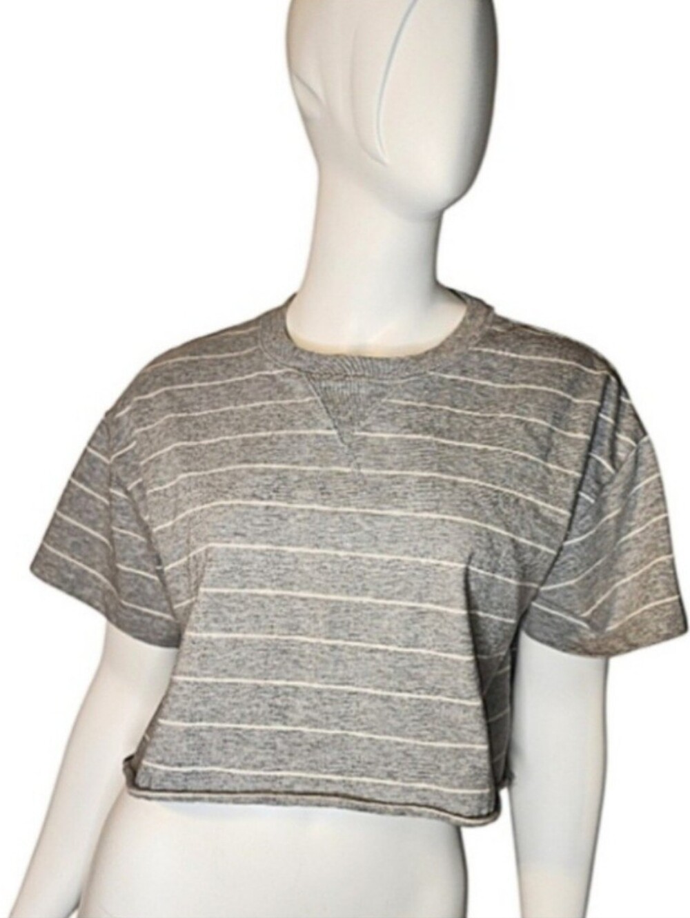 Women’s Forever 21 Grey Striped Cropped Tee Size S